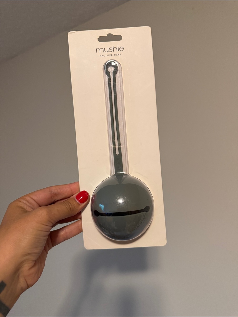 mushie Dark Gray Pacifier Case - Portable Baby Storage